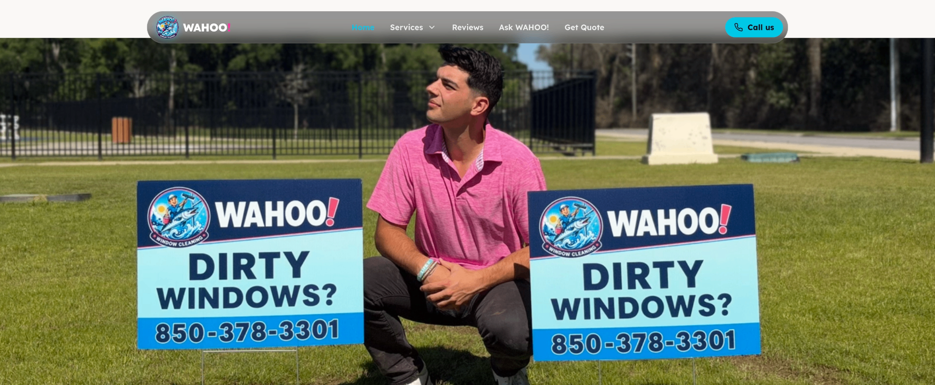 Tim from Wahoo! Wash Pros pressure washing a home in Pace, FL